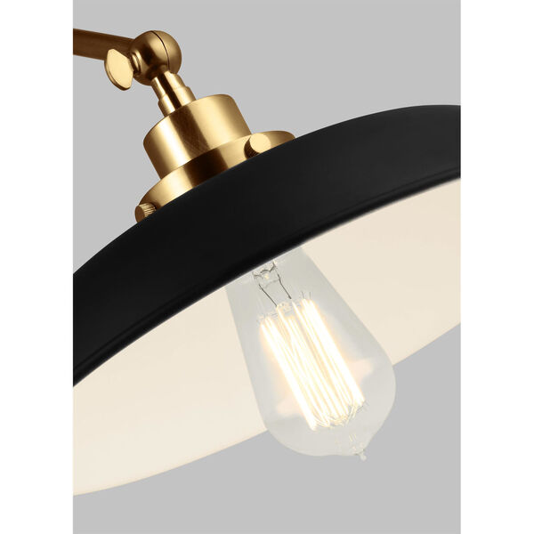 Wellfleet Midnight Black and Burnished Brass One-Light Double Arm Wide Task Sconce, image 6