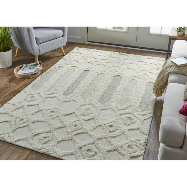 Anica Moroccan Wool Tufted Ivory Taupe Rectangular: 4 Ft. x 6 Ft. Area Rug, image 2