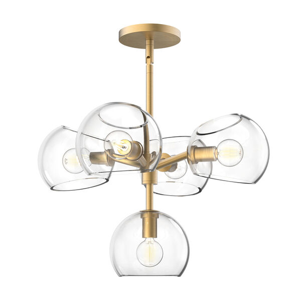 Willow Brushed Gold Five-Light Chandelier with Clear Glass, image 1