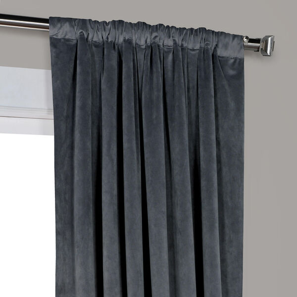 Distance Blue Grey Signature Blackout Velvet Single Panel Curtain 50 x 96, image 3