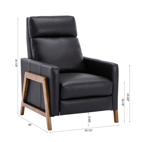 Reed Black and Chestnut Brown Leather Push Back Recliner, image 3