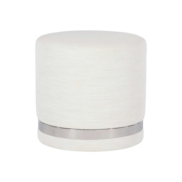 Silhouette White and Stainless Steel Ottoman, image 1