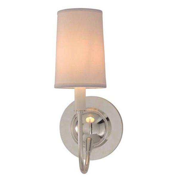 Elkins Sconce in Polished Silver with Natural Paper Shade by Thomas O'Brien, image 1
