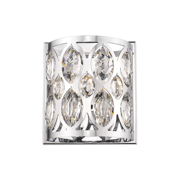 Dealey Chrome Two-Light Wall Sconce With Transparent Crystal, image 1