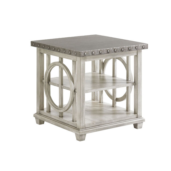 Oyster Bay White Lewiston Square Lamp Table, image 1