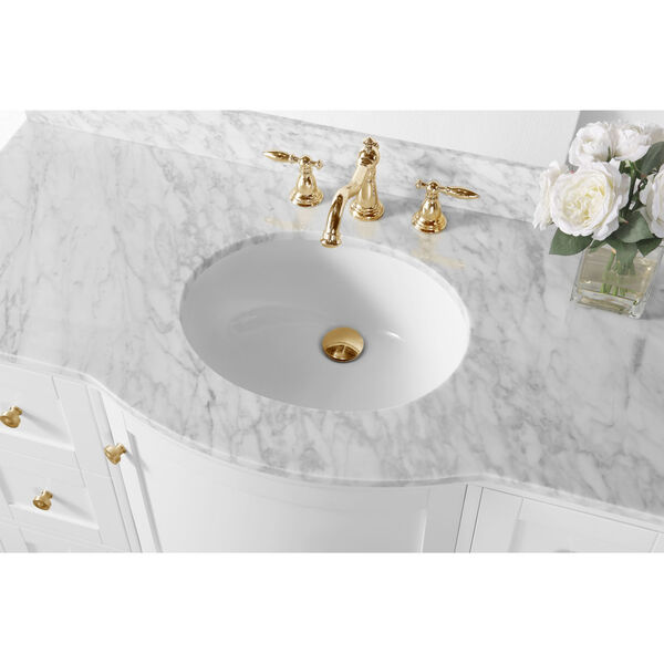 Lauren White 48-Inch Vanity Console with Mirror and Gold Hardware, image 6