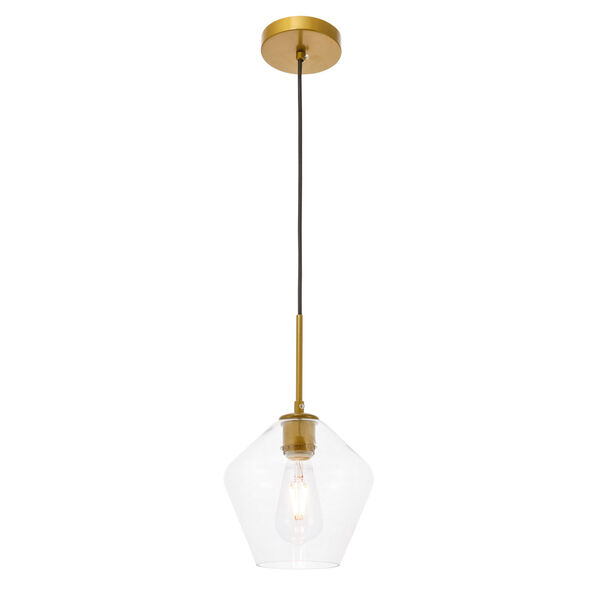 Gene Brass Eight-Inch One-Light Mini Pendant with Clear Glass, image 6