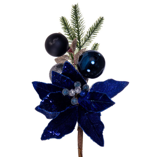 Midnight Blue 72-Inch Magnolia and Poinsettia Leaf Garland, image 2