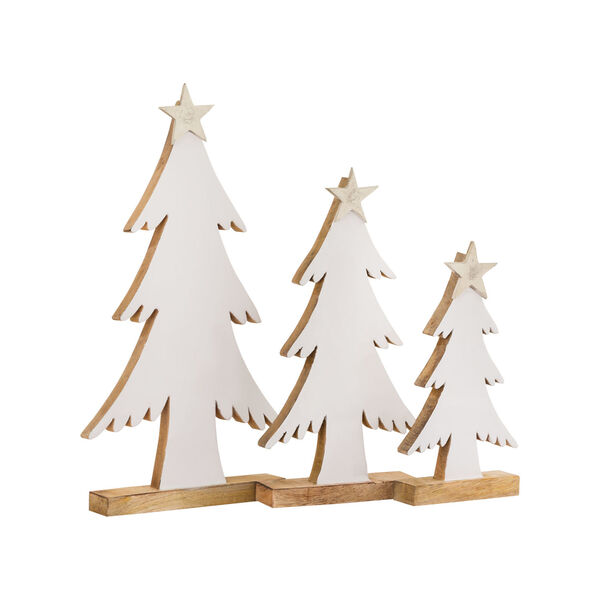 Winter White Enamel and Silver 21-Inch White Tree, Set of 3, image 1