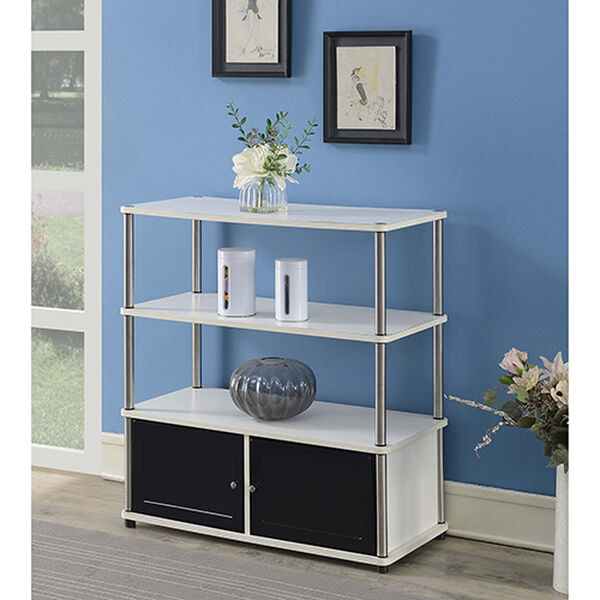 Designs2Go Highboy TV Stand with Storage Cabinets and Shelves for TVs up to 40 Inches in White, image 3