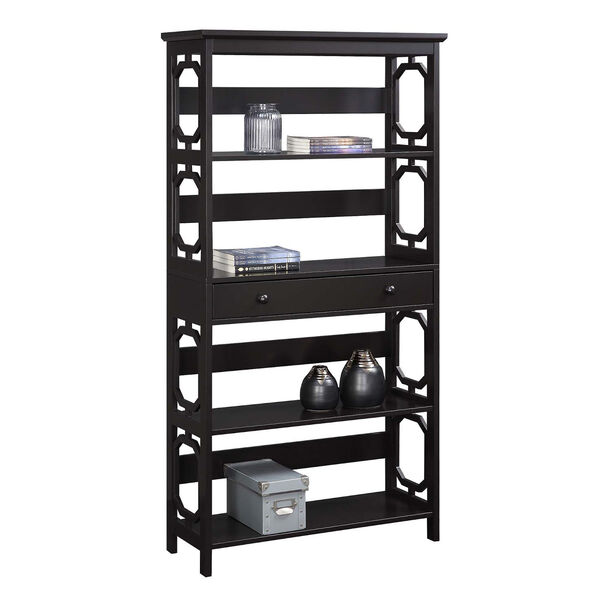 Omega Espresso 5 Tier Bookcase with Drawer, image 3