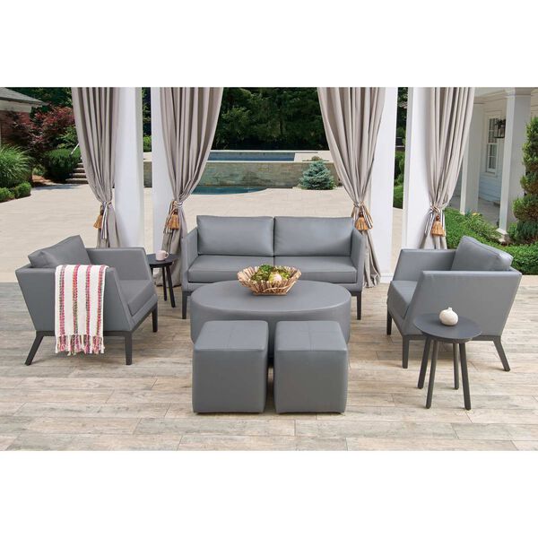 Salino and Eiland Nickel Powder Coat Carbon Eight-Piece Outdoor Furniture Set, image 2