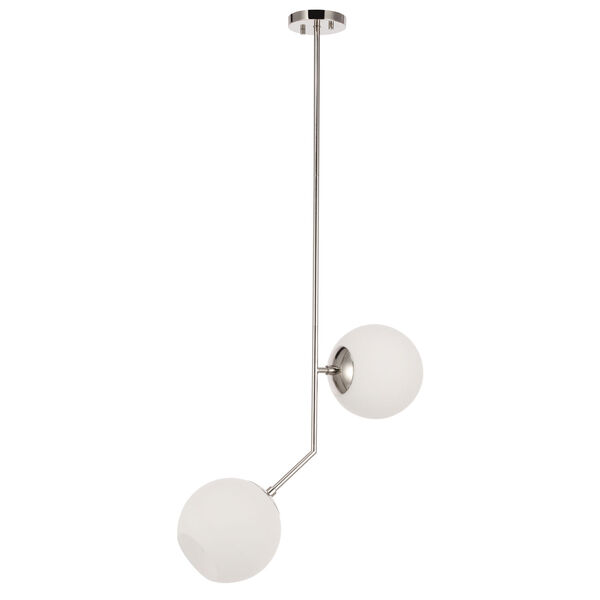 Ryland Chrome Eight-Inch Two-Light Mini Pendant with Frosted White Glass, image 4