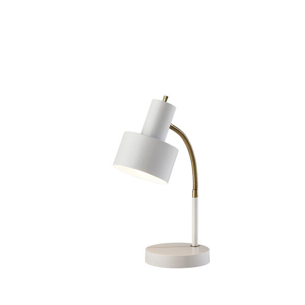 Stark White and Antique Brass One-Light Desk Lamp, image 1