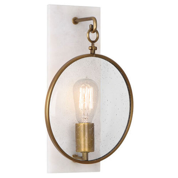 Fineas Alabaster And Aged Brass One-Light Sconce, image 1
