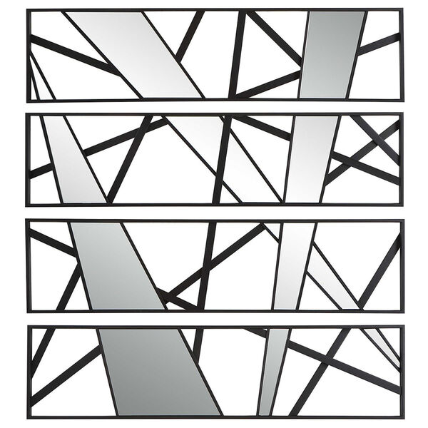 Satin Black Frame Mirrored Wall Decor, Set of 4, image 5