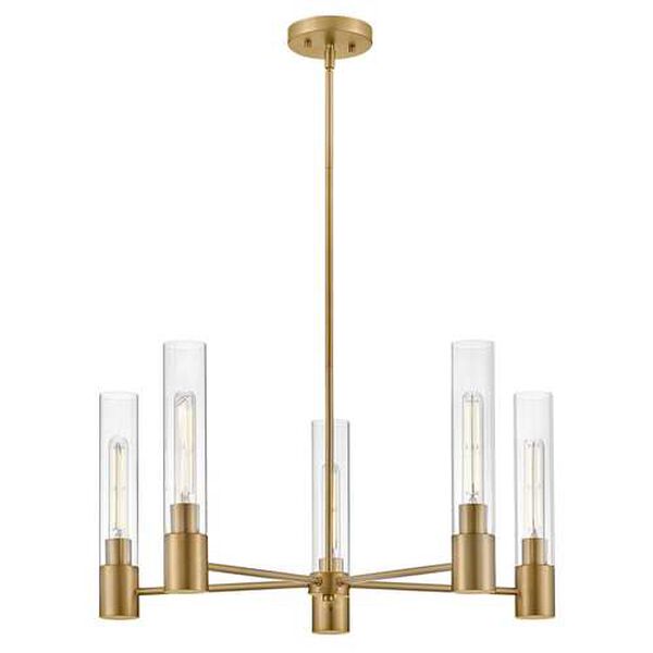 Shea Lacquered Brass Five-Light LED Chandelier, image 1