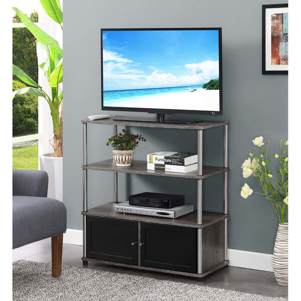 Designs2Go Highboy TV Stand with Storage Cabinets and Shelves for TVs up to 40 Inches in Weathered Gray, image 3
