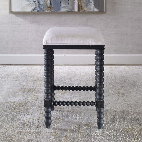 Pryce Black and Crisp White Backless Counter Stool, image 3