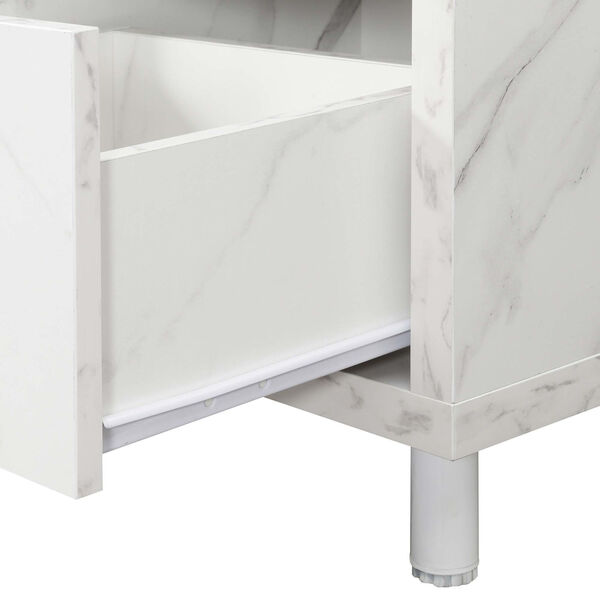 Seal II White Faux Marble One-Drawer 60 Inch TV Stand with Shelves, image 6
