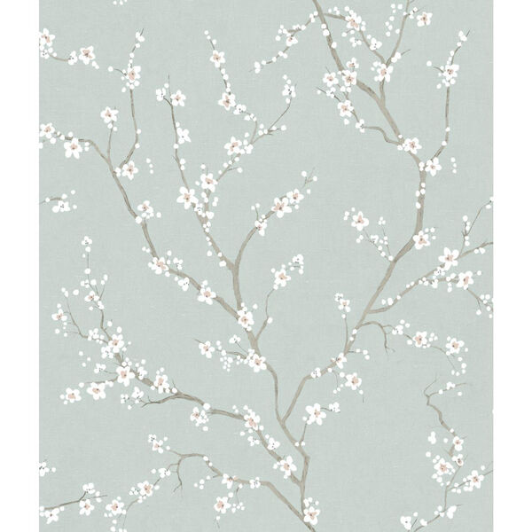 Blue Cherry Blossom Peel and Stick Wallpaper, image 2