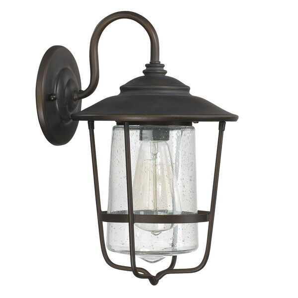 Afton Old Bronze One-Light Outdoor Wall Lantern with Seeded Glass, image 1