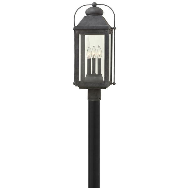 Anchorage Aged Zinc Three-Light Outdoor Post Mount, image 1