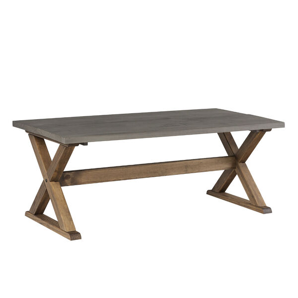 Robin Grey and Brown X Leg Solid Wood Coffee Table, image 1