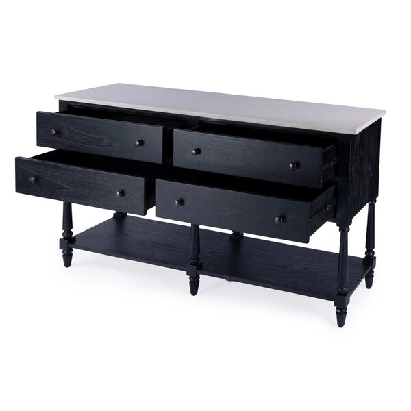 Danielle Washed Black 65-Inch W Marble Sideboard, image 3
