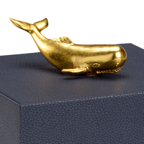 Pam Cain  Navy and Metallic Gold Whale Handle Box, image 3