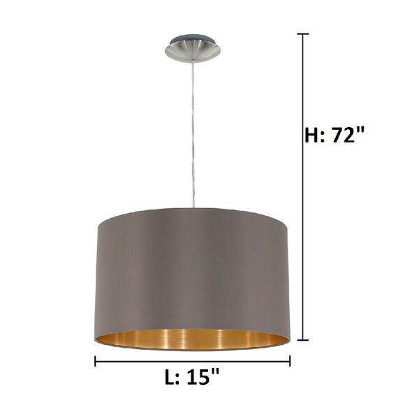 Maserlo Satin Nickel One-Light Pendant with Cappucino Gold Shade, image 2