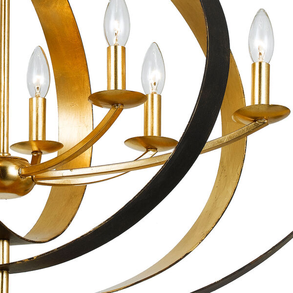 Luna English Bronze and Antique Gold Eight-Light Pendant, image 7