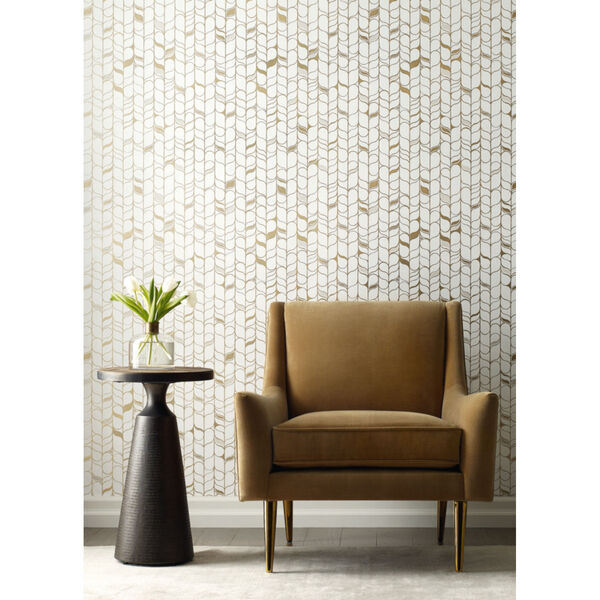 Candice Olson Modern Nature 2nd Edition White and Gold Perfect Petals Wallpaper, image 6