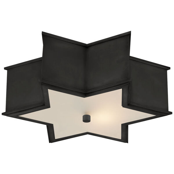 Sophia 17-Inch Flush Mount in Gun Metal with Frosted Glass by Alexa Hampton, image 1
