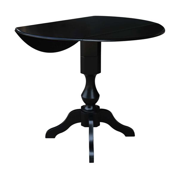 Black 36-Inch High Round Pedestal Dual Drop Leaf Dining Table, image 3