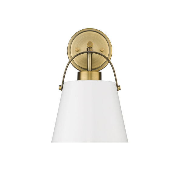 Z-Studio Matte White and Heritage Brass One-Light Wall Sconce, image 4