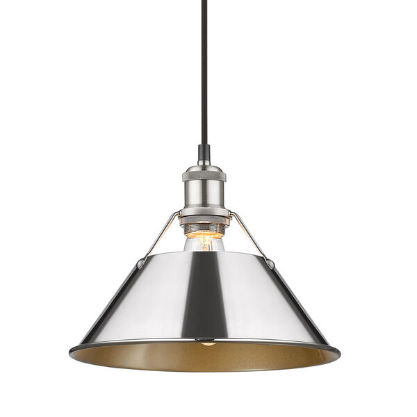Orwell Pewter 10-Inch One-Light Pendant with Chrome Shade, image 2