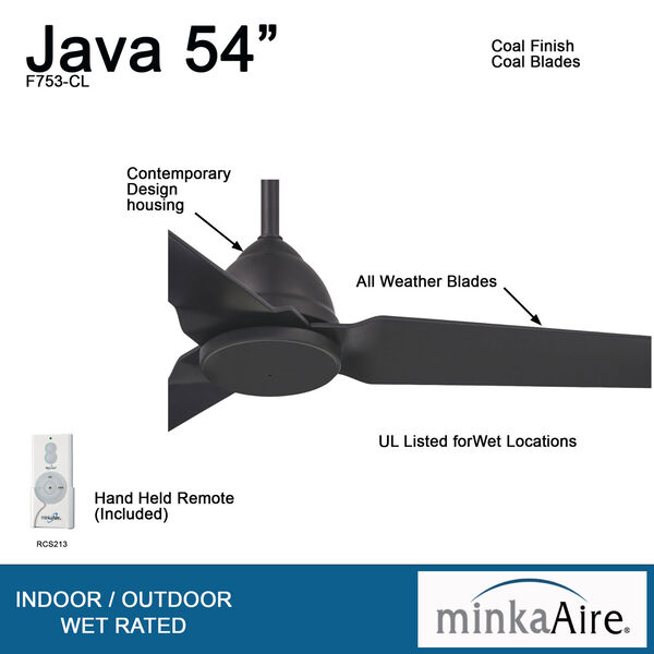 Java Coal 54-Inch Outdoor Ceiling Fan, image 5