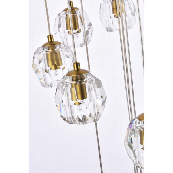 Eren Gold 20-Inch 18-Light Pendant with Royal Cut Clear Crystal, image 5