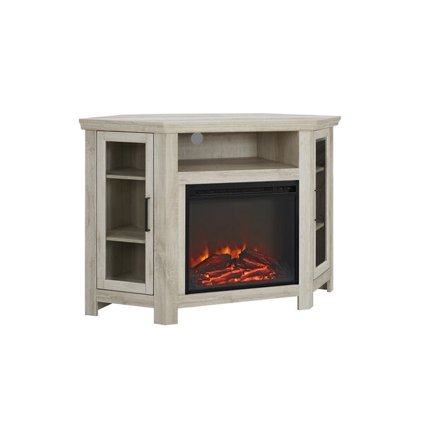 48-Inch Wood Corner Fireplace Media  TV Stand Console  - White Oak, image 2