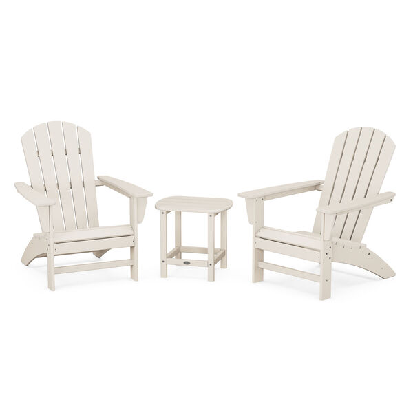 Nautical Sand Adirondack Set with South Beach Side Table, 3-Piece, image 1