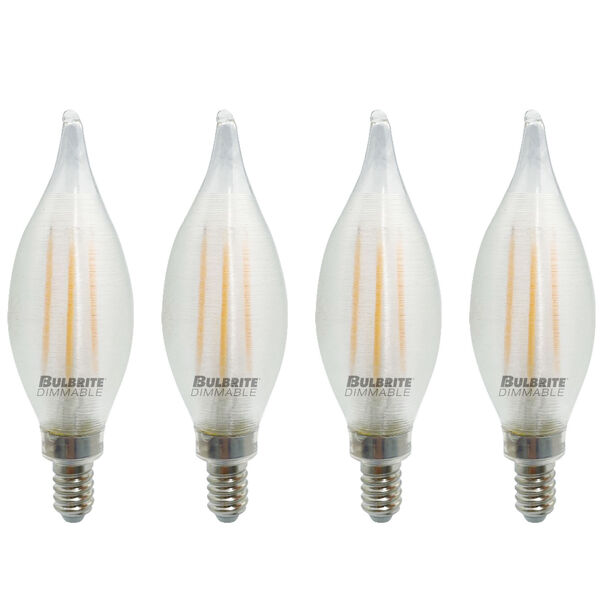 Pack of 4 Satin Glass C11 LED Candelabra E12 Dimmable 4W 2700 Spunlite Filament Light Bulb, image 1