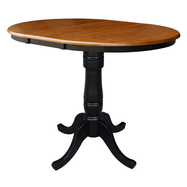 Black and Cherry 36-Inch Round Counter Height Extension Dining Table with Four Counter Stool, Five-Piece, image 3