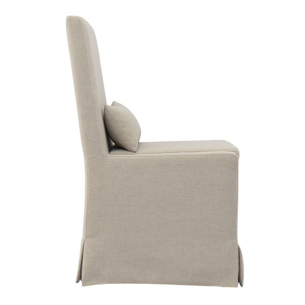 Brushed Linen Dining Chair With Casters, Slipcovered Dining Chairs On Casters