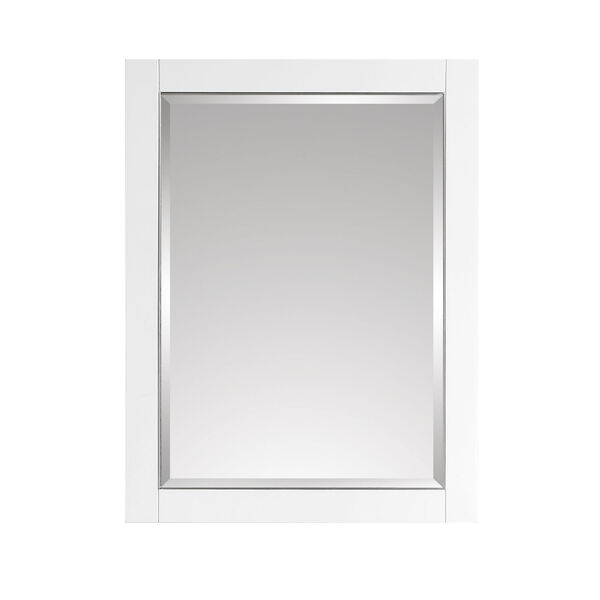 White 24-Inch Mirror with Silver Trim, image 1