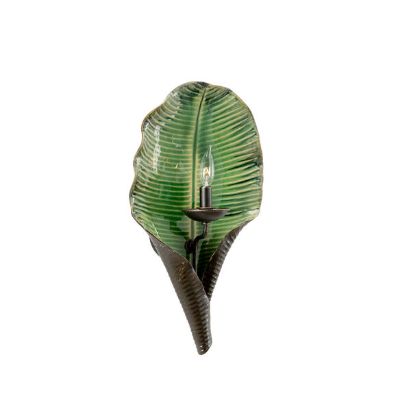 Green One-Light Palm Leaf Wall Sconce, image 1