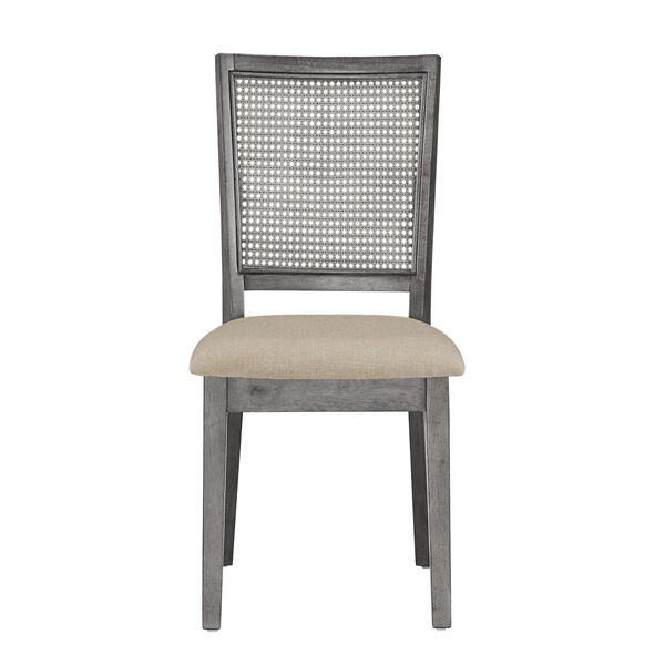 Caroline Beige and Gray Rattan Back Dining Chair, Set of Two, image 2