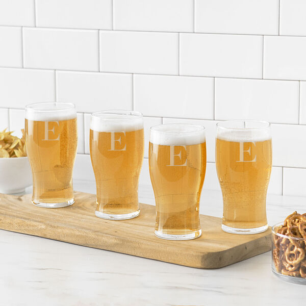 Personalized 19 oz. Craft Beer Pilsner Glasses, Letter E, Set of 4, image 1