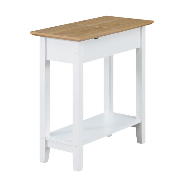 White Convenience Concepts American Heritage Flip Top End Table with Charging Station and Shelf 