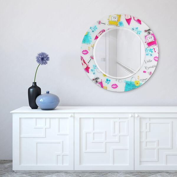 Beautiful Pink 36 x 36-Inch Round Beveled Wall Mirror, image 3